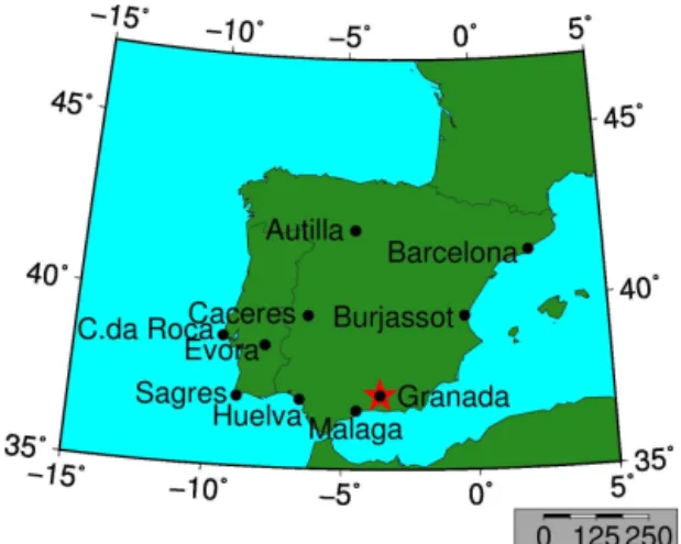 Figure 1. Map of the distribution of the AERONET (points) and the EARLINET (star) stations.