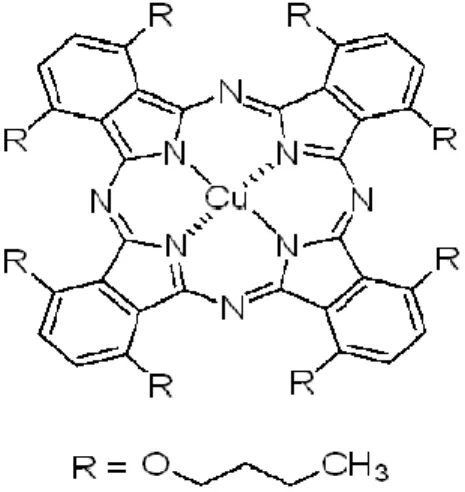 Figura 2.2 Corante Ftalocianina, Copper(II) 1,4,8,11,15,18,22,25-octabutoxy-29H,31H- 1,4,8,11,15,18,22,25-octabutoxy-29H,31H-phthalocyanine