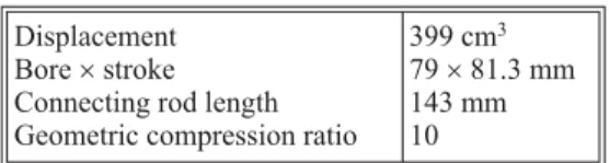 Table 1. Engine specifications Displacement