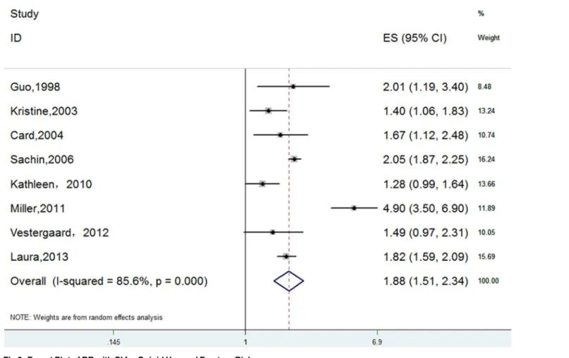 Fig 2. Forest Plot of RR with CI for Opioid Use and Fracture Risk.