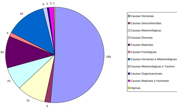 Gráfico 2: Número de ocorrências com planadores nos Estados Unidos da América,  entre 2001 e 2010, por causas 