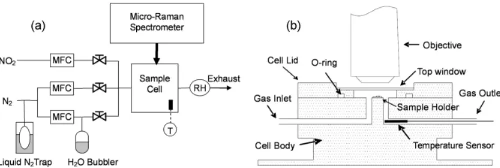 Fig. 1. Schematic diagram of the (a) experimental setup and (b) sample cell.