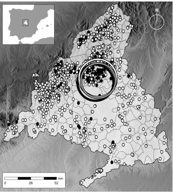 Fig. 1. Location of cattle herds tested in the bTB eradication program during 2010–2012 in the ACM