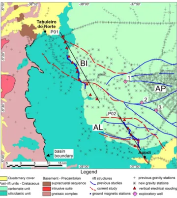 Figure 2. Simplified geologic map of the Potiguar Basin in NE Brazil (adapted from Angelim et al., 2006)