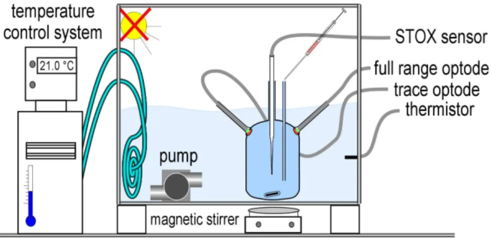 Figure 2. Incubation setup for Experiment 2. Water in the incubation bottle was initially labeled with 18-18 O 2 