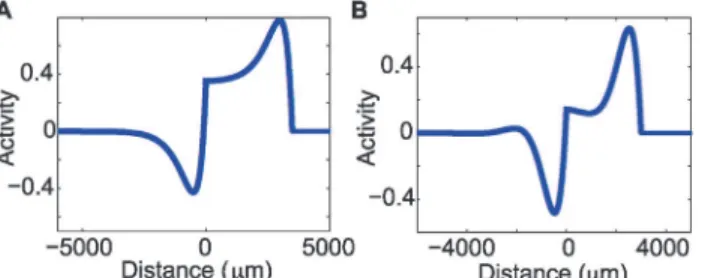 Figure 5. Analytic solution for the traveling pulse in the real and complex eigenvalue case