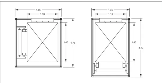 Fig. 4 � Dimensões de um  ascensor acess�vel com guia  lateral e de um com guia tra�