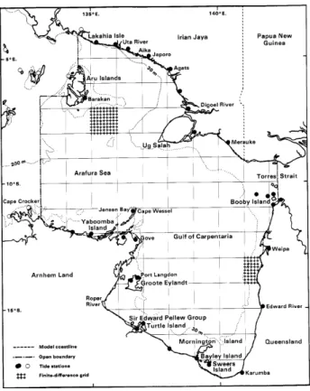Fig. 1. Plan of the study area, showing the smoothed coastline used in the numerical model.