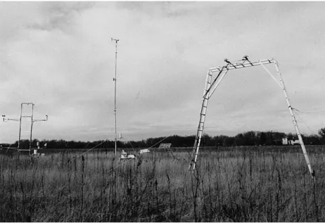 Fig. 1. Photograph of the central part of the MUREX fallow site (at the end of 1996) with some of the instrumentation