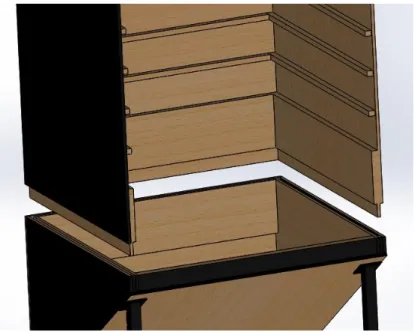 Figura 3.15 – Sistema de encaixe da câmara de secagem em CAD. 