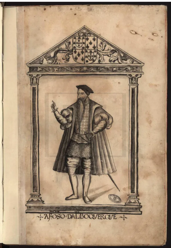 Figure 1.  Portrait of Afonso de Albuquerque in ‘Livro Segundo das Lendas da Índia’,  Gaspar Correia 