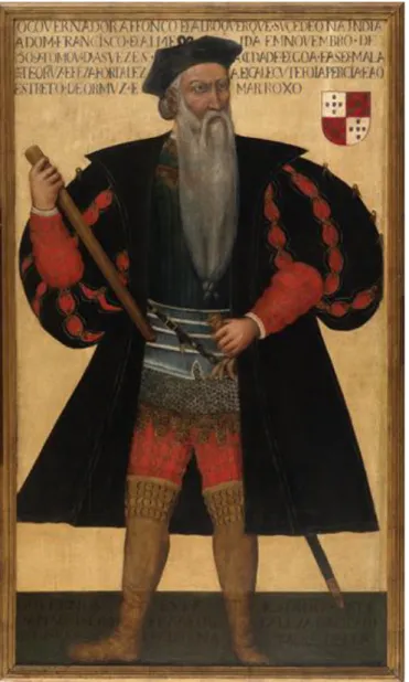 Figure 2.  Portrait of Afonso de Albuquerque, mixed media on wood, ca. 1555-1580. 