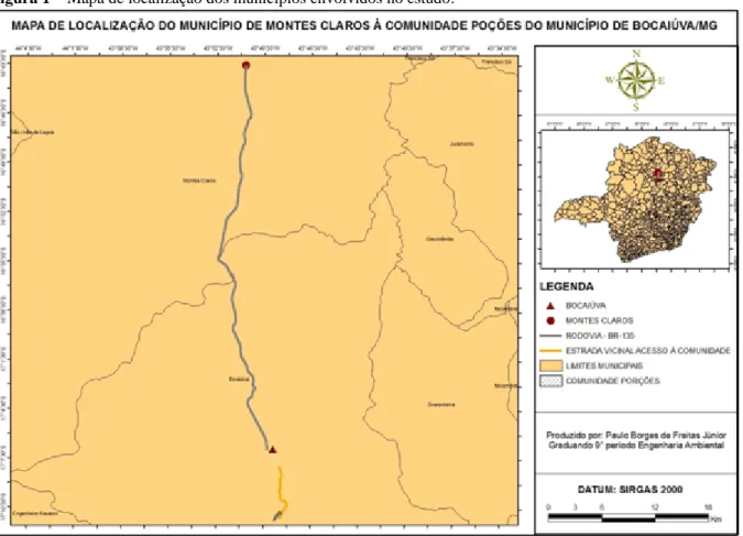 Figura 1 – Mapa de localização dos municípios envolvidos no estudo. 