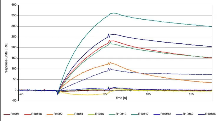Figure 7. Relative frequency of clones in the pools (top100) of round 1 to 10 as evaluated by next generation sequencing.