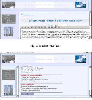 Fig. 2 Teacher interface 