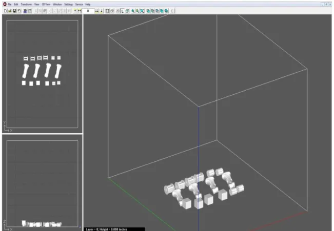 Figure 7- Printer's software featuring the 3D models displayed along the virtual tray