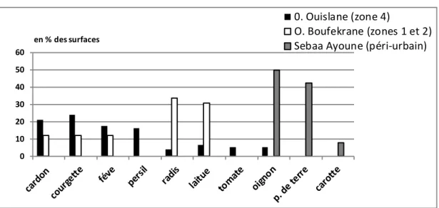 Figure 3 : Diversité des cultures maraichères selon les situations géographiques 