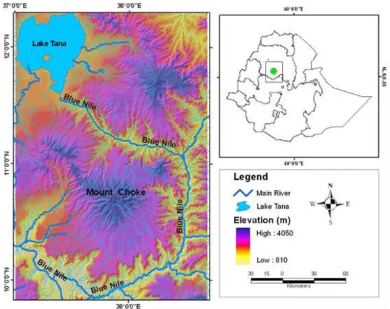Fig. 1. The location and topography of the study area.