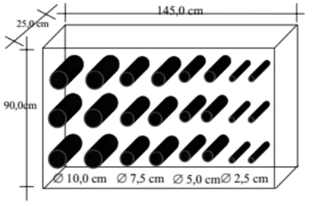 Figura  1:  -  Representação  esquemática  da  disposição  dos testemunhos dentro do bloco