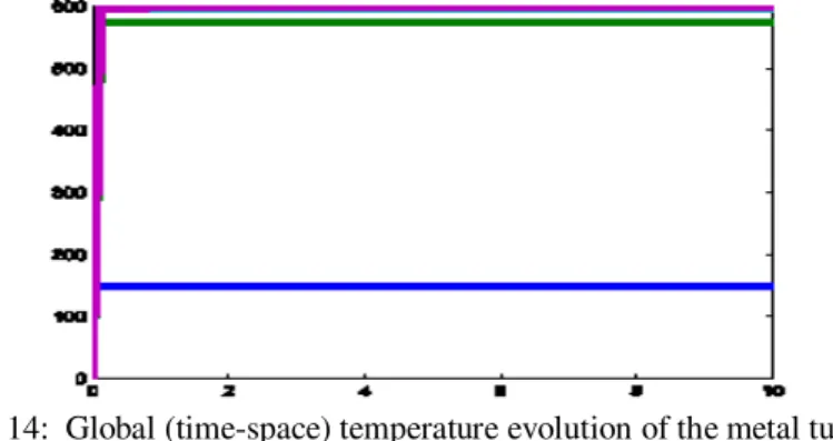 Fig. 14:  Global (time-space) temperature evolution of the metal tube.     