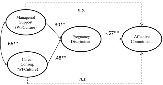 Figure 1. Completely standardized path coefficients for the proposed model (*p < .05; 
