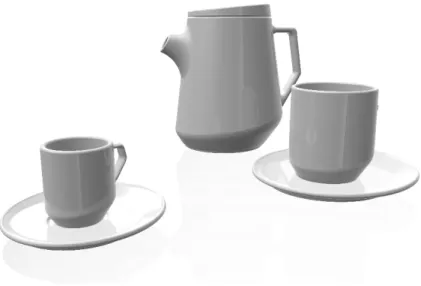 Figura 24 - Perspetiva com interior bule O bule com uma capacidade de 1,5L tanto pode servir para chá, como para fazer café