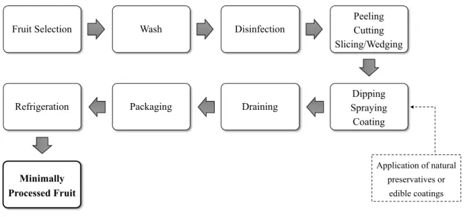 Figure 4.1: Major Processes for fresh-cut processing (revised from Rupasinghe &amp; Yu (2013)) 