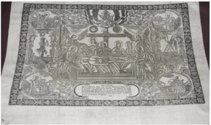 Fig. 1: Antimis printed on woven natural silk, private collection, 1848
