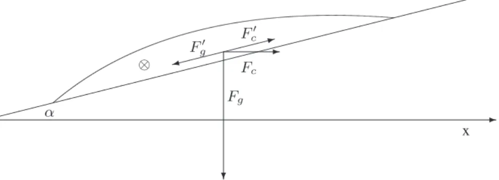 Fig. 1. Cross section of a gravity current with an average geostrophic velocity into the plane.