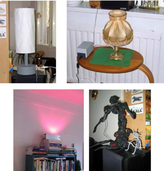 Figure 6 .   The four different sound-reacting lamp designs. Clockwise, from top left:  