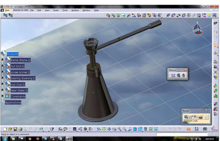 Fig  : screw-jack assembly( Drawn with CATIA V5 ) 