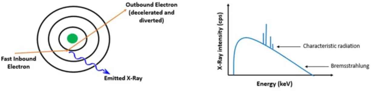 Figure 1.3 – Bremsstrahlung and characteristic radiation [20].   