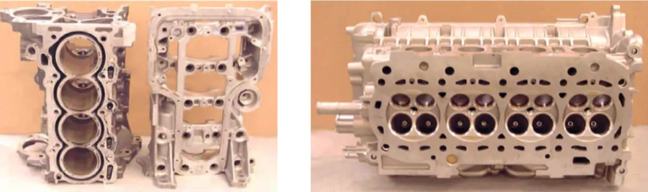 Fig. 2. 3 – Da esquerda para a direita bloco do motor cárter inferior de cilindros e cabeça do motor 