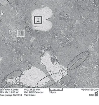 Figure  4.    SEM  image  and  EDxA  of  geopolymer  sample  of  28M-S40.