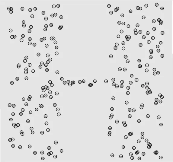 Figura 3.1: Exemplo de um caso de teste da topologia de rede “H”, com largura de ponte de 40 metros.