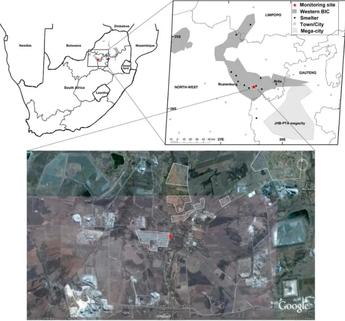 Fig. 1. A geographical map of southern Africa indicating the extent of the Bushveld Igneous Complex (BIC, in grey)