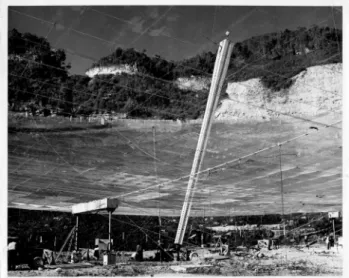 Figure 2. The original 430 MHz square cross-section linefeed as it was raised to the carriage house in this photo dated 14 August 1963.