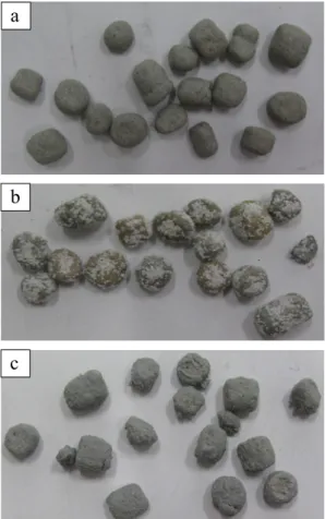 Fig. 8. Powders used to separate the ME-LWA (a) granite powder (b) quartz powder (c) glass powder.