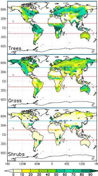 Fig. 1. Distribution of natural potential trees, grass and shrubs in the control experiment