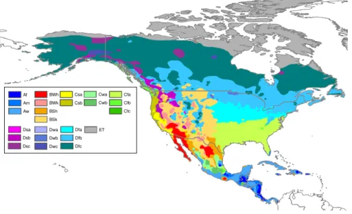 Fig. 6. K ¨oppen-Geiger climate type map of North America.