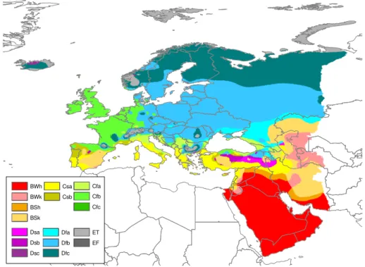 Fig. 8. K ¨oppen-Geiger climate type map of Europe.
