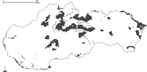 Figure 1.  Special Areas of Conservation (Sites of European Importance) in  Slovakia, where the  Eurasian otter is the subject of conservation (the map author P