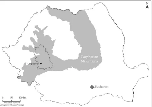 Figure 1. Location of Clopotiva in Hunedoara County 