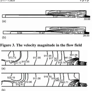 Figure 3. The velocity magnitude in the flow field 