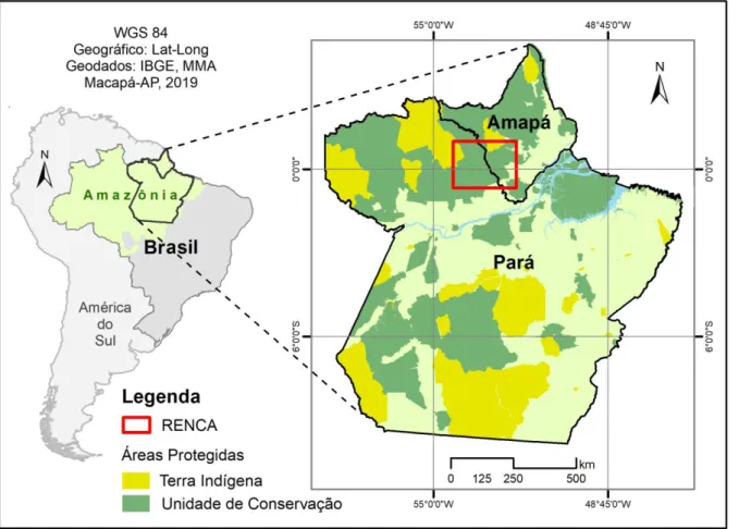 Figura 3 – Localização da Reserva Nacional do Cobre e Associados (RENCA) - entre os estados do Amapá Pará, Amazônia brasileira 