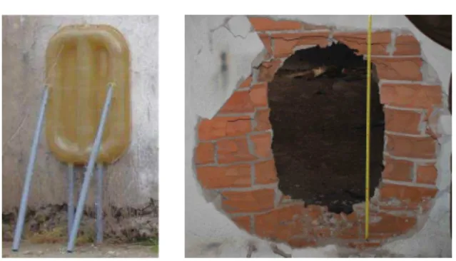 Fig. 1. Explosive Wall Breaching systems and their effects on masonry wall