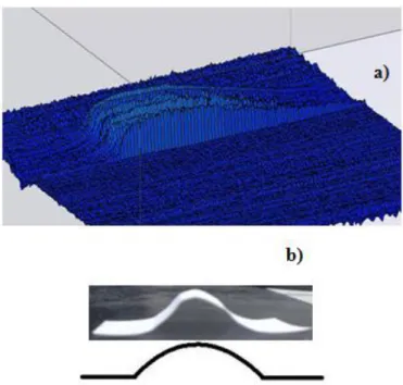 Figure 3.10 – (a) 3D object profile of the blank sheet of paper shaped to  form a small bump