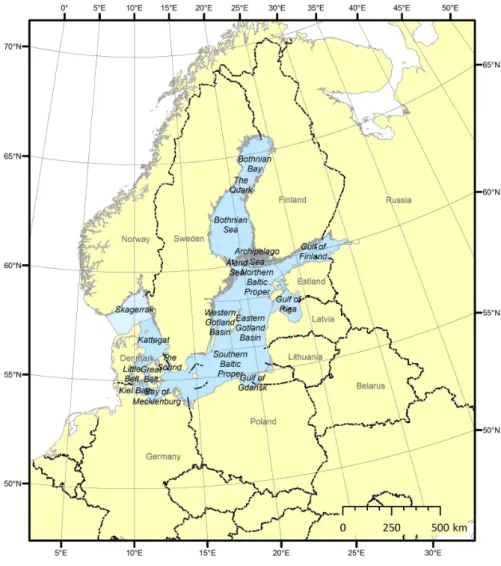 Fig. 1. Overview map of the Baltic Sea and the surrounding countries.