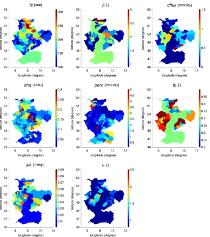 Figure 3. Calibrated parameters of the soil moisture and runo ff response routines of the OpenStreams-wflow model.