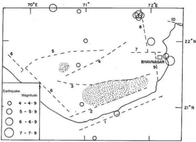 Fig. 3. Location of past earthquakes of magnitude 4 and above.